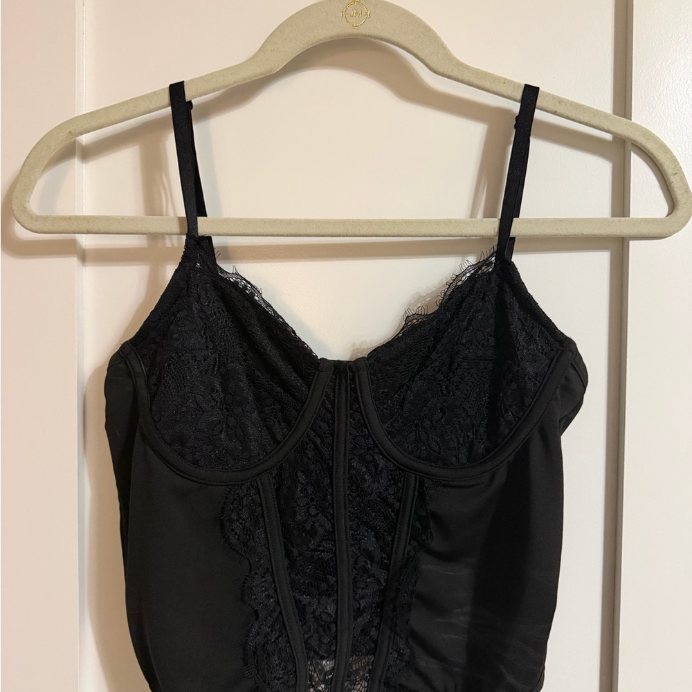 Amazon Black Lace Bustier Crop Top